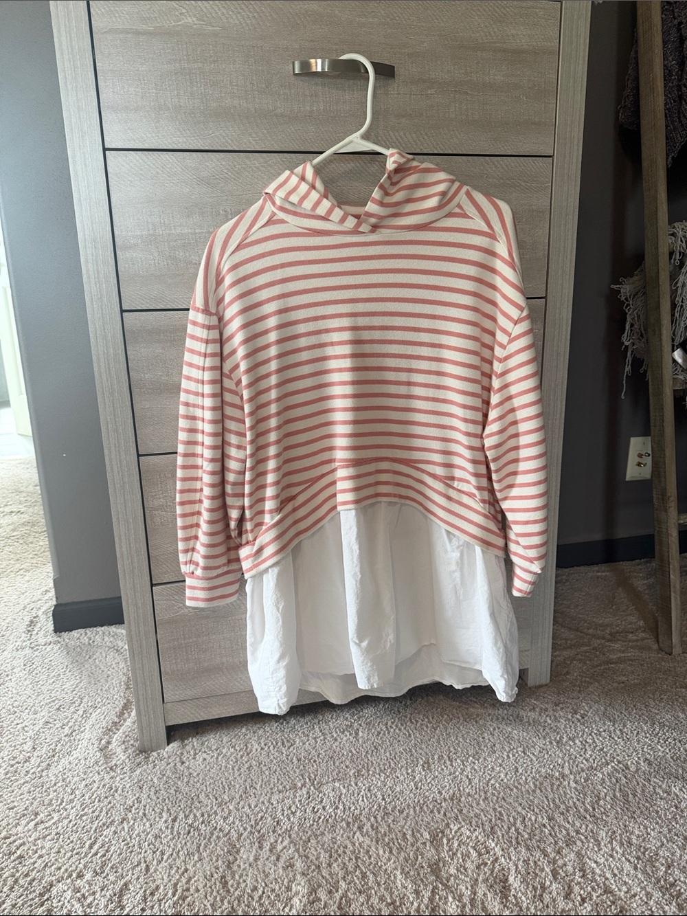 Pilcro Pink and White Striped Hoodie Tunic